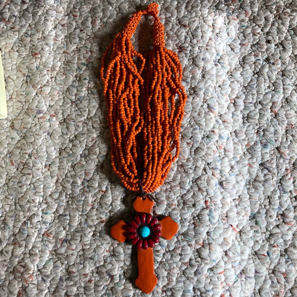 Orange bead and Cross Sookie Sookie Necklace